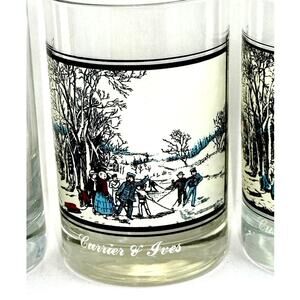 Double Old Fashioned‎ Glass Currier & Ives Winter Pastime 1978